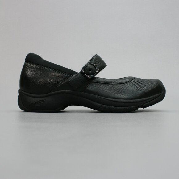 Dansko Ladies 41(10.5-11) Kitty Pleated Black Mary Jane Buckle Strap Shoes Clogs - Picture 4 of 12